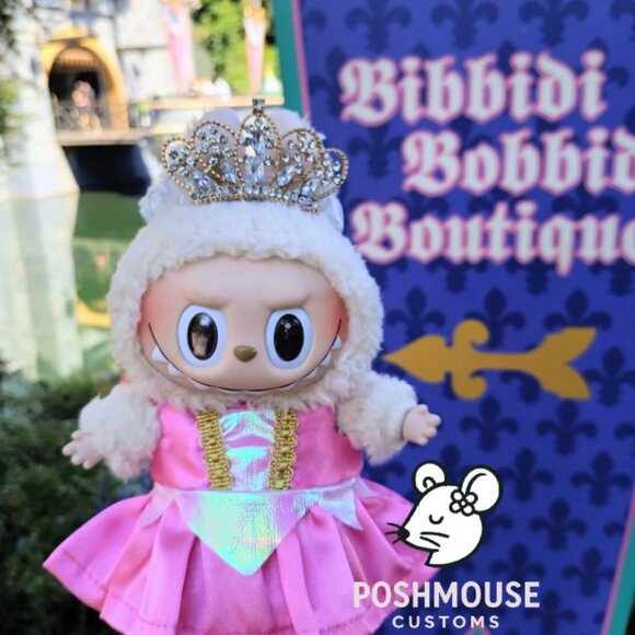 Custom Disney Princess Aurora Dress and Crown Made to Fit Labubu - Picture 2 of 9